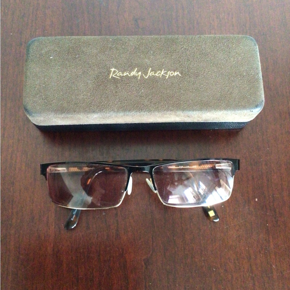 Randy Jackson Black/Gold/Tortoise Rectangle Eyeglasses Frames